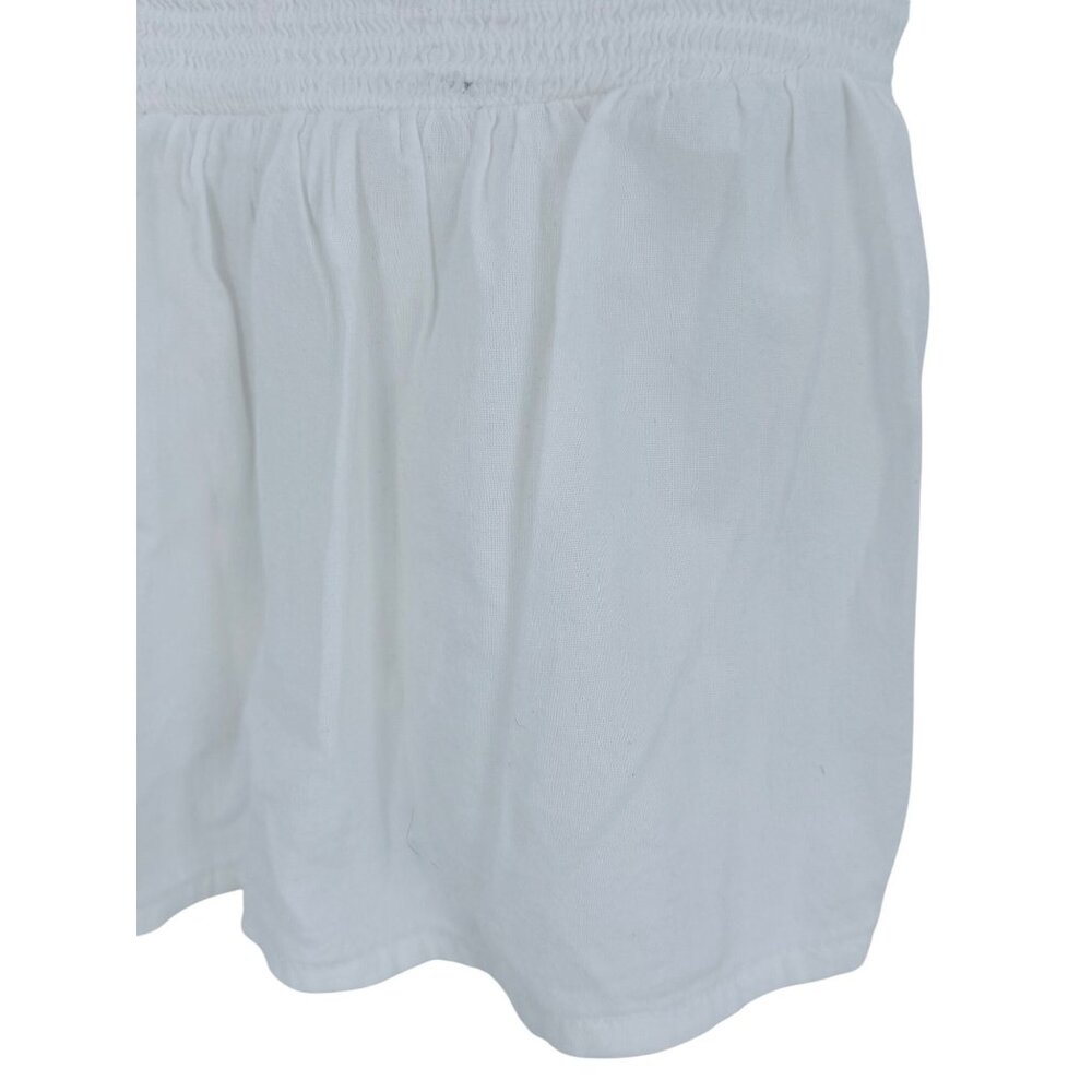 Old Navy White Ruffled Smocked Cottagcore Croquette Sleeveless Cotton Blend Top - Picture 4 of 13